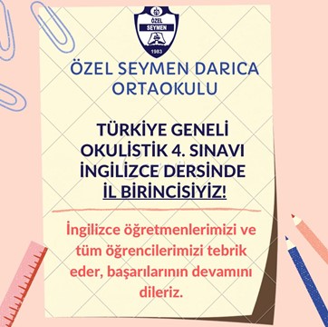 OKULİSTİK'TE İNGİLİZCE DERSİNDE İL BİRİNCİSİYİZ